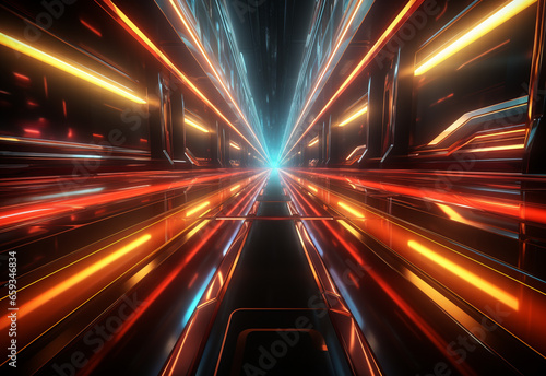 Yellow and red Neon illuminated futuristic backdrop realistic image- ultra hd- high design