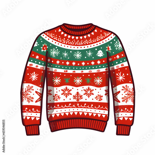 National Ugly Christmas Sweater Day flat illustration. High quality © fillmana