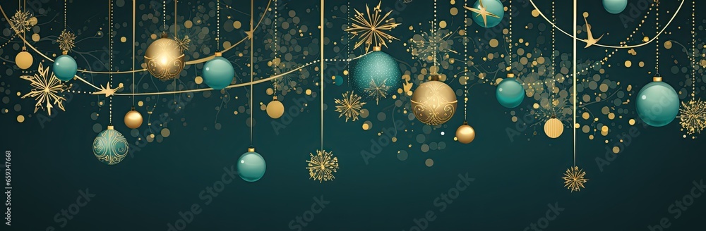 christmas decorations on a green background