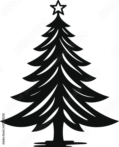 Christmas tree black and white symbols