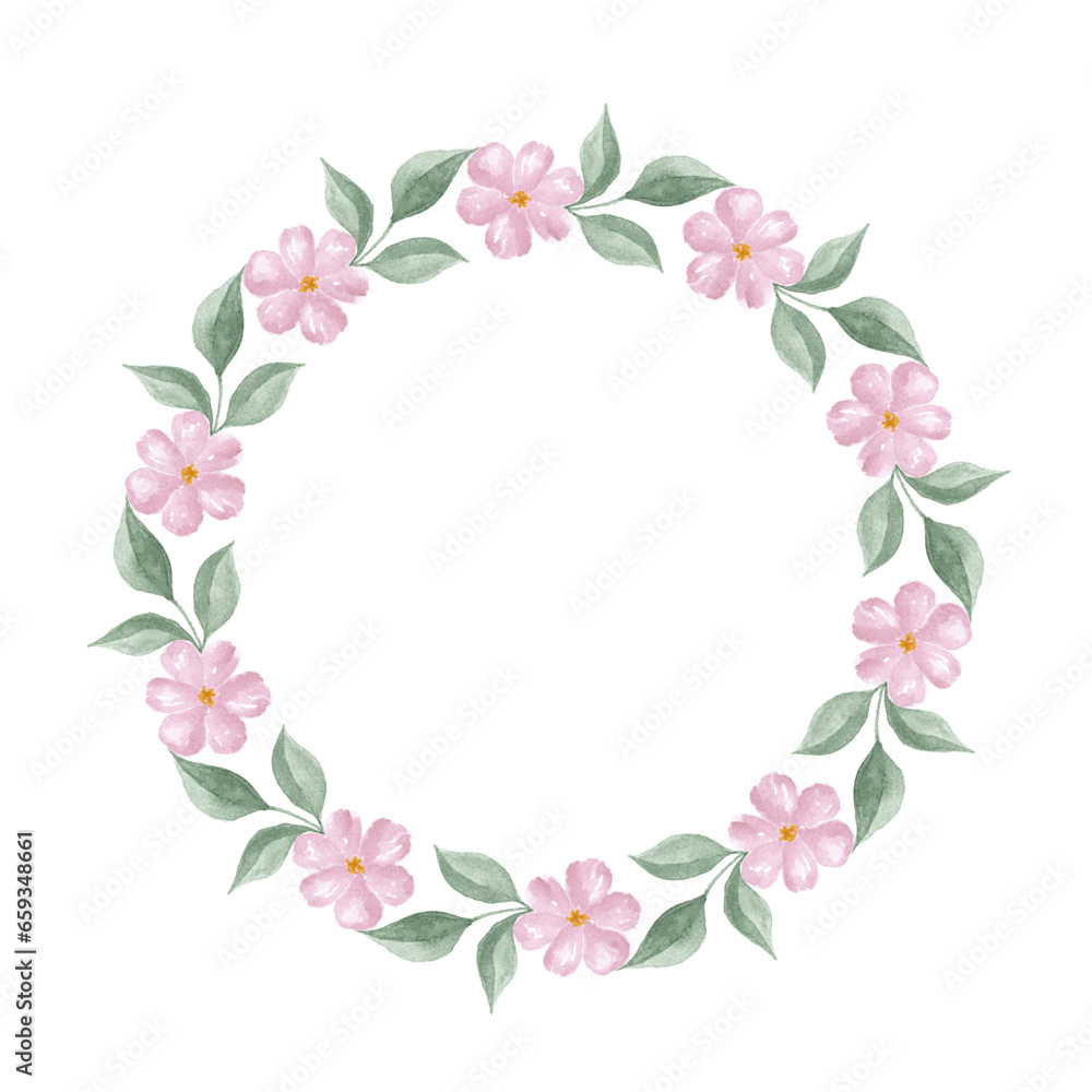 pink apple blossom flower watercolor art drawn round frame pink apple blossom flower watercolor art drawn round frame