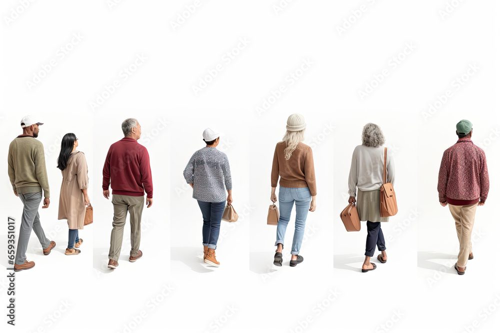 Obraz premium An elderly couple, a man and a woman, walking together, sharing a loving and affectionate moment.