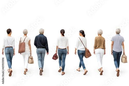 An elderly couple, a man and a woman, walking together, enjoying their retired life.