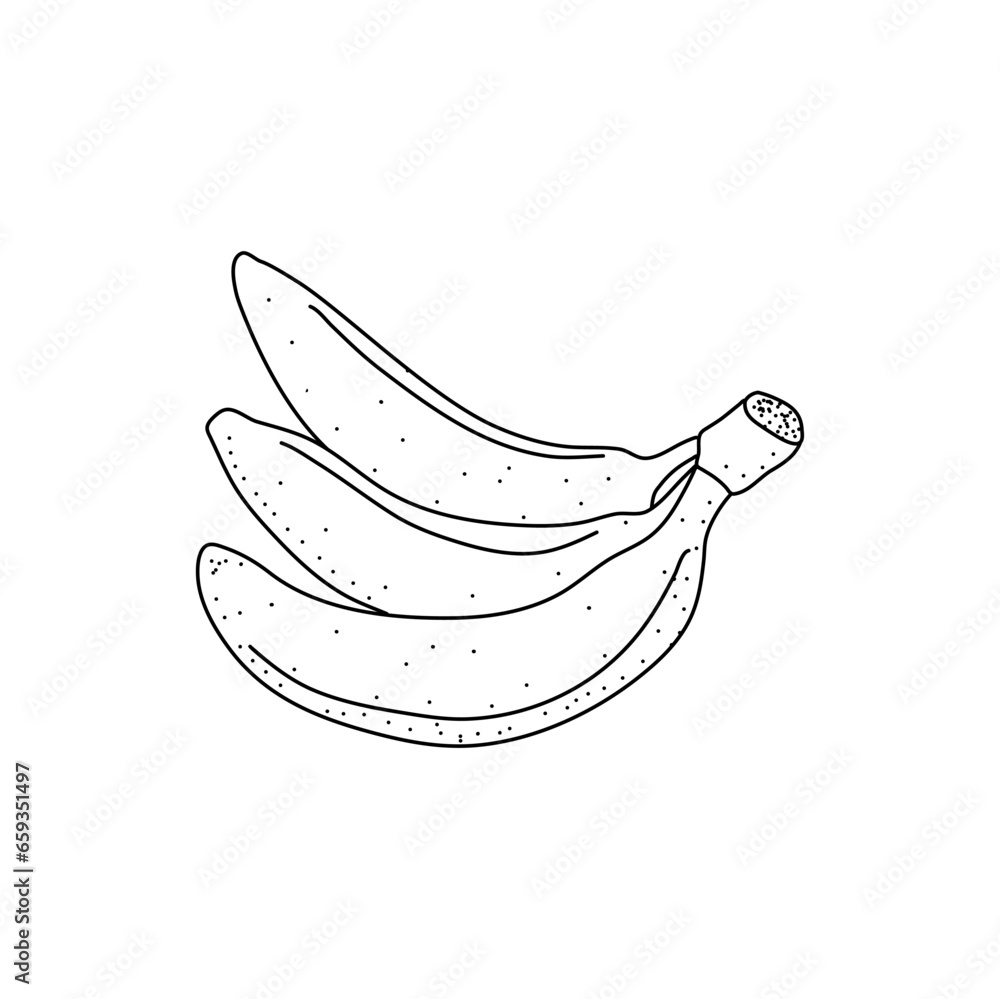 Banana icon in doodle sketch lines icon isolated on white background Banana icon in doodle sketch lines icon isolated on white background