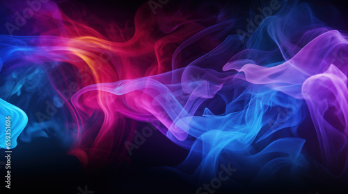 Multicolored smoke on black background. Pink, blue and purple colors