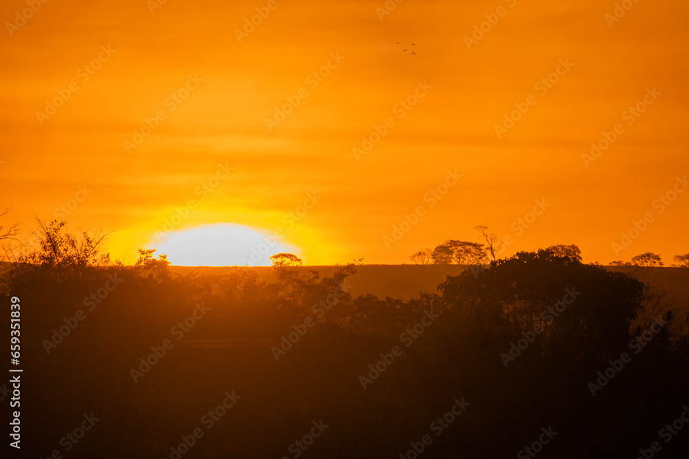 Beautiful Sunset in Brazilian Savannah. This Landscape is Located in center of Brazil.