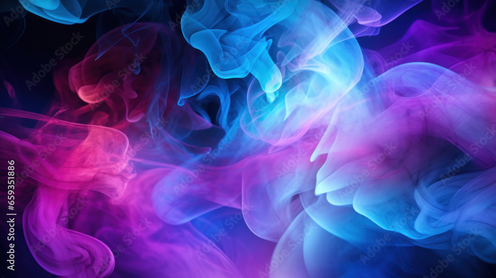 Fototapeta premium Purple and blue smoke on black background