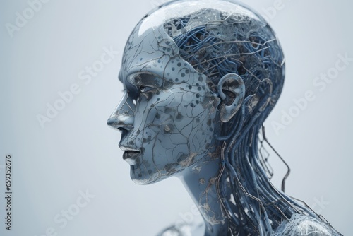 AI tech humanoid cyborg robot concept the age of automation
