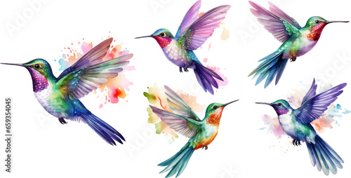 watercolor Hummingbird on white background © EnelEva