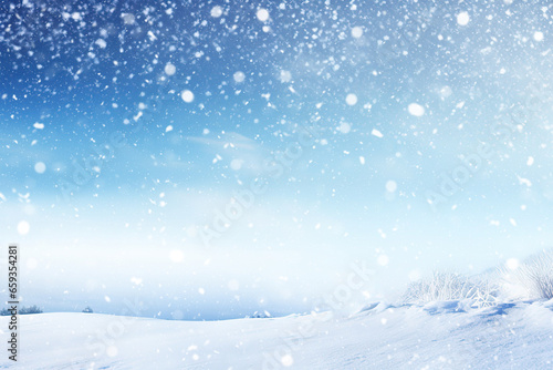 christmas background with snow © BetterPhoto