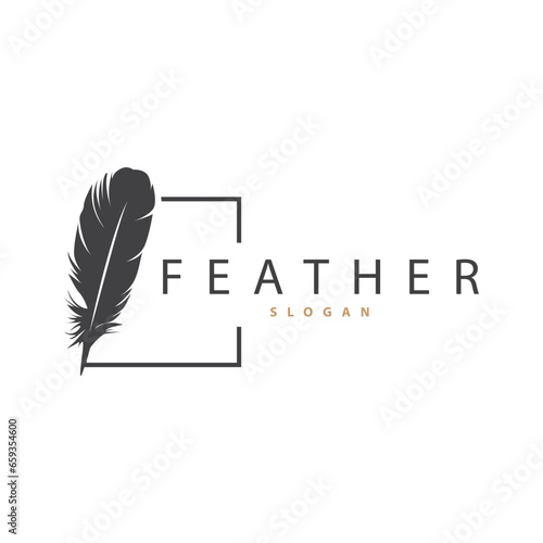 Feather Logo Design Minimalist Vector Template