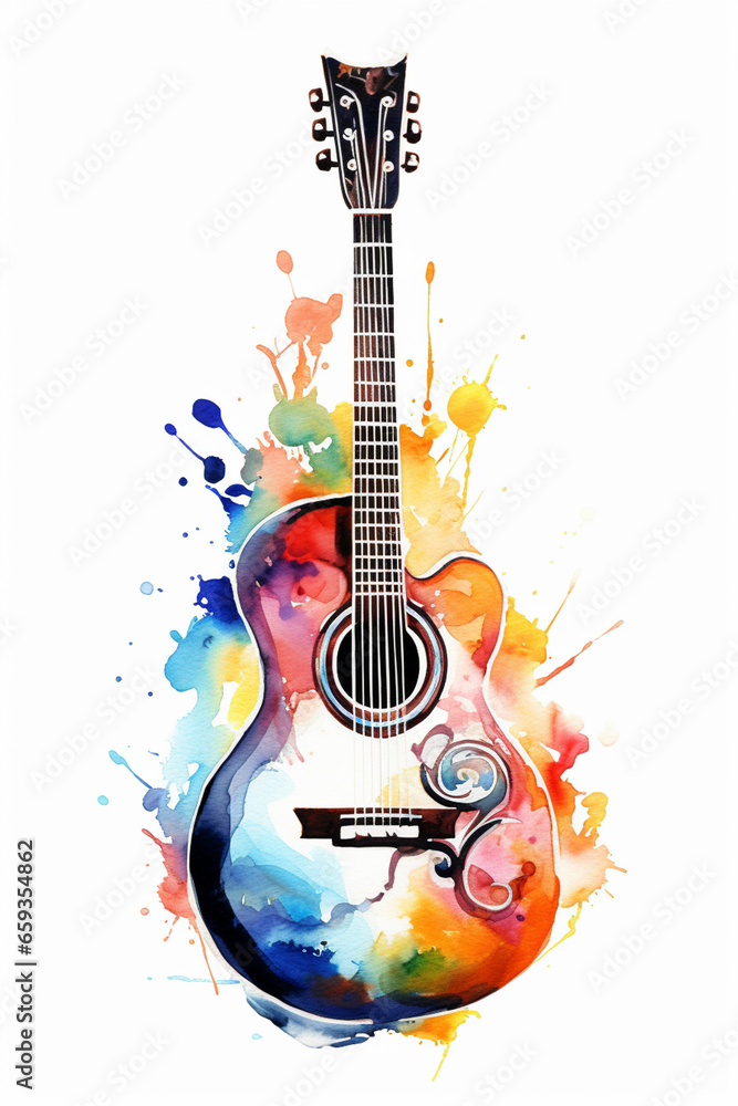 Guitar clip art guitar watercolor