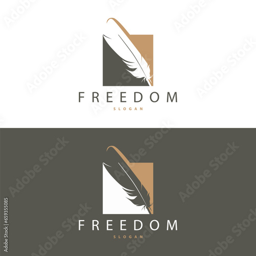 Feather Logo Design Minimalist Vector Template