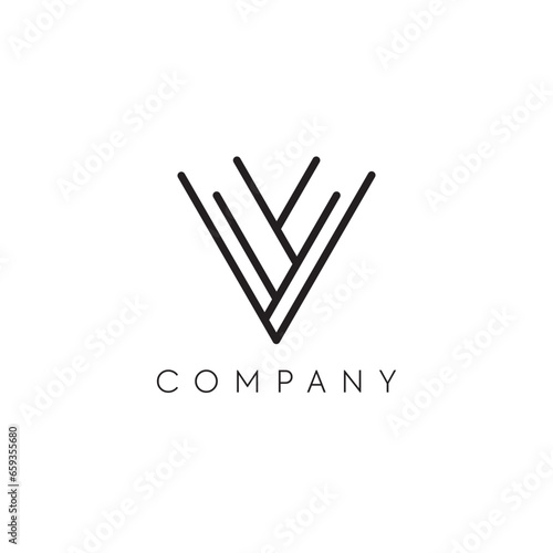 Letter V Deer horn branches tree organic development business, logo, design, brand identity, flat logo, company, editable, vector