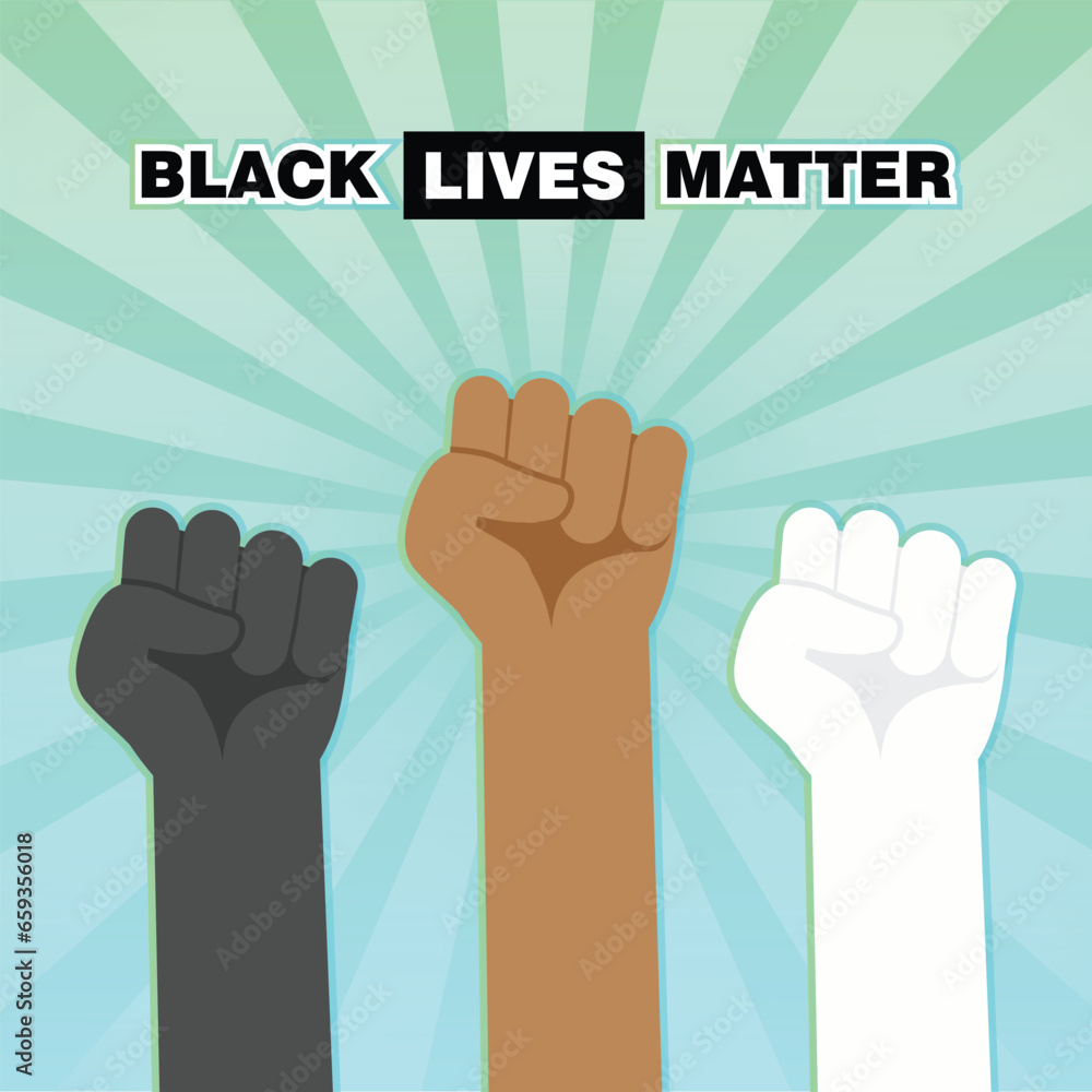 Fototapeta premium Black lives matter social media post vector with background