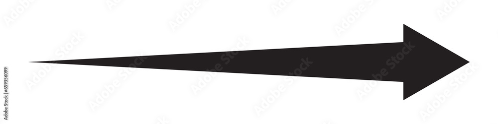 Long black arrow pointing to the right. Vector design element isolated on white background - obrazy, fototapety, plakaty 