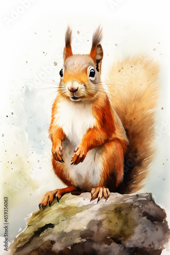 squirrel watercolor painting illustration of Majestic © msroster