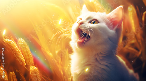 Cute cat and corn background wallpaper