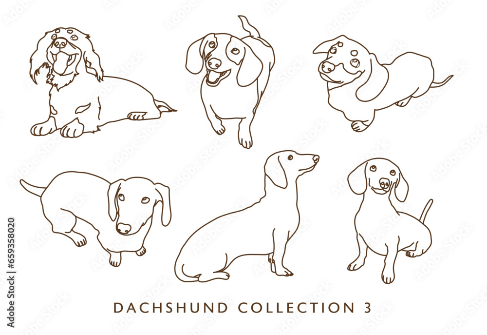 Dachshund Weiner Dog Illustration - Outlines - Many Poses - Collection 3 Dachshund Weiner Dog Illustration - Outlines - Many Poses - Collection 3