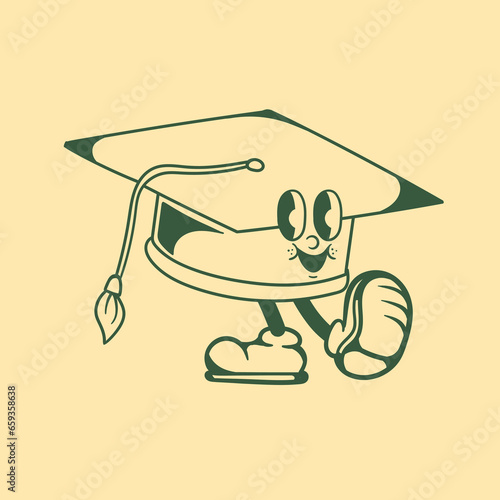 Vintage character design of graduation hat