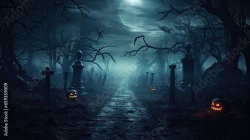 Halloween background with creepy dark scenery