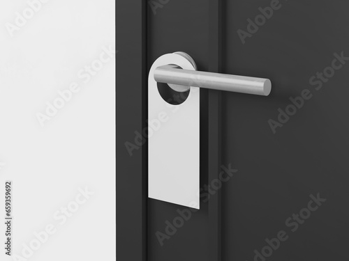 isometric White Blank Door Hanger on a Door Handle 3D Render Mockup