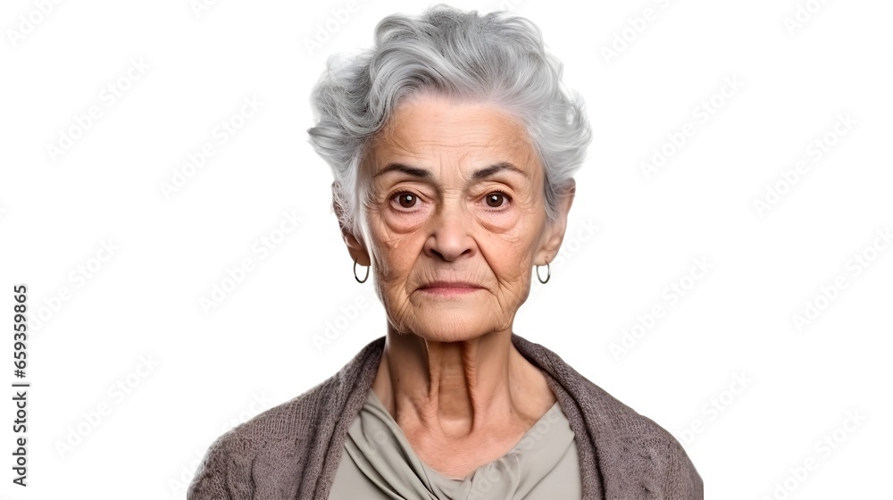 Portrait of Old woman isolated on white background Portrait of Old woman isolated on white background
