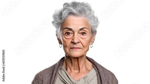 Portrait of Old woman isolated on white background