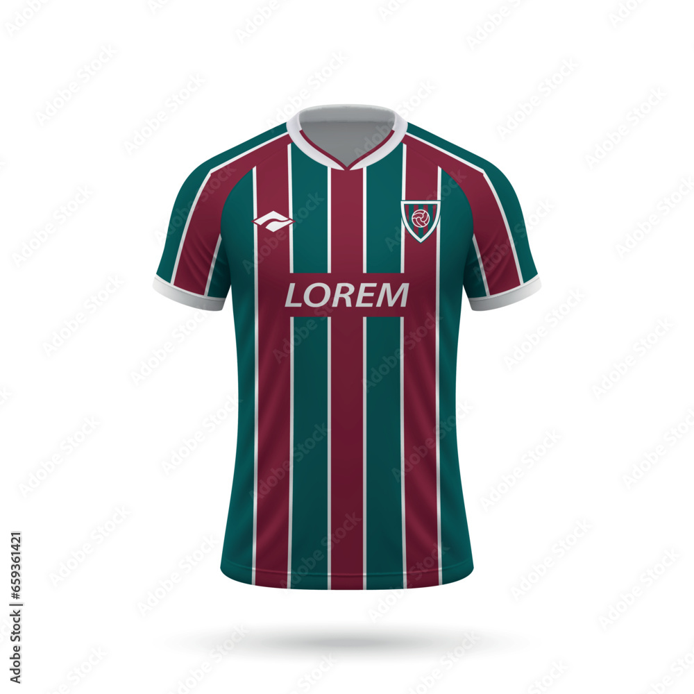 3d realistic soccer jersey in Fluminense style, shirt template for football kit 2023 3d realistic soccer jersey in Fluminense style, shirt template for football kit 2023