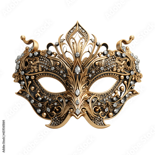 Fancy Masquerade Ball Mask Isolated on Transparent or White Background, PNG © L