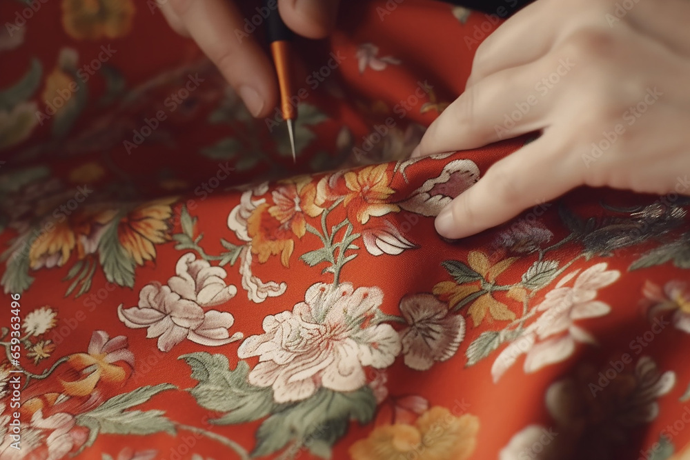 Artisan textile work with retro detailed and sew textile