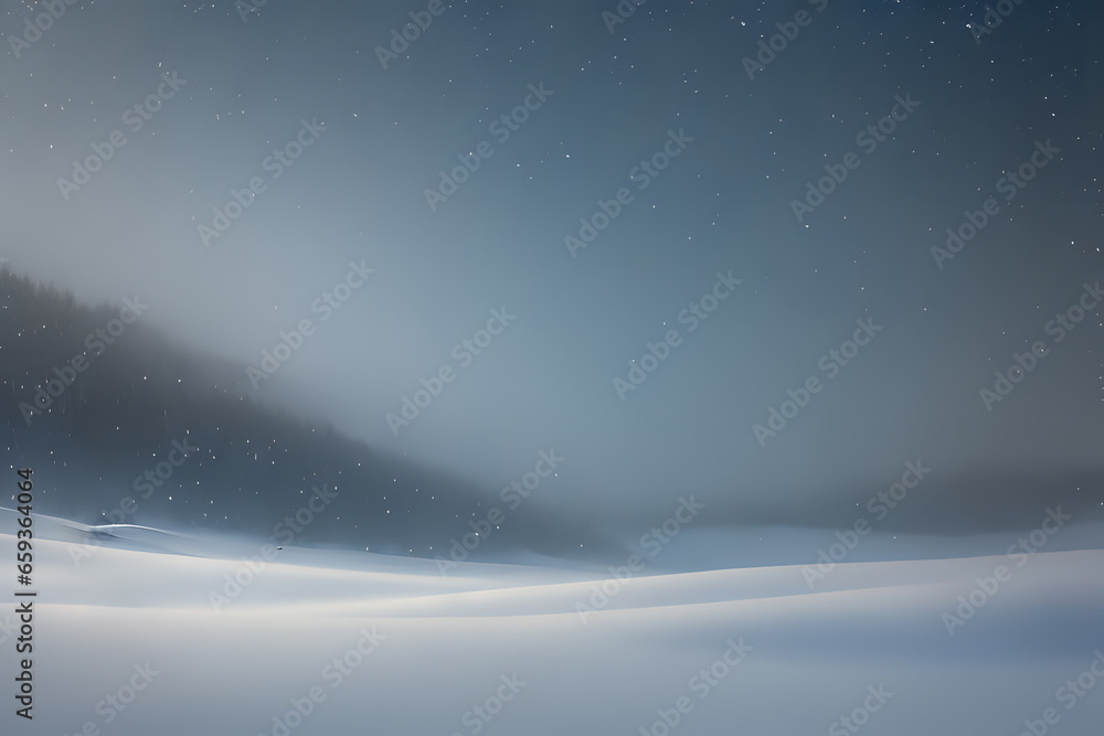 Naklejka premium Beautiful ultrawide background image of light snowfall falling over of snowdrifts