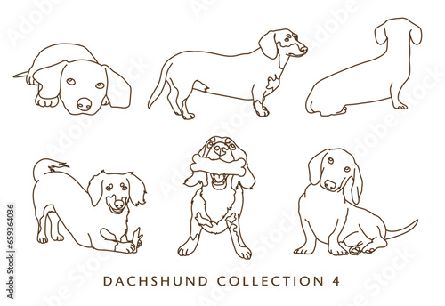 Dachshund Weiner Dog Illustration - Outlines - Many Poses - Collection 4