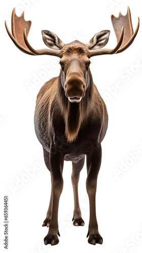 Majestic Moose Standing Still Isolated on Transparent or White Background  PNG