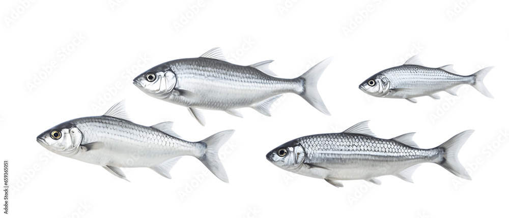 Silvery Fish Swimming School Isolated on Transparent or White Background, PNG Silvery Fish Swimming School Isolated on Transparent or White Background, PNG