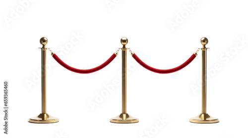 Stanchions with Velvet Ropes Isolated on Transparent or White Background, PNG photo