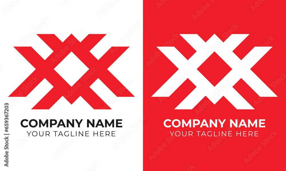 Fototapeta premium Creative modern minimal abstract monogram initial letter wxxm logo design template