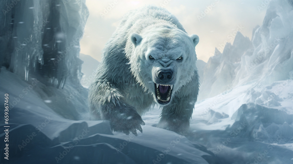 polar bear predator Generative AI - obrazy, fototapety, plakaty 