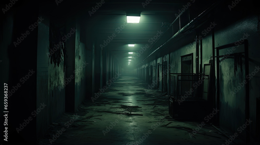 Abandoned Haunted Hospital Corridor