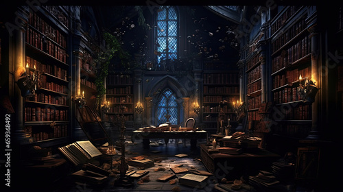 Haunted Library with Moving Books