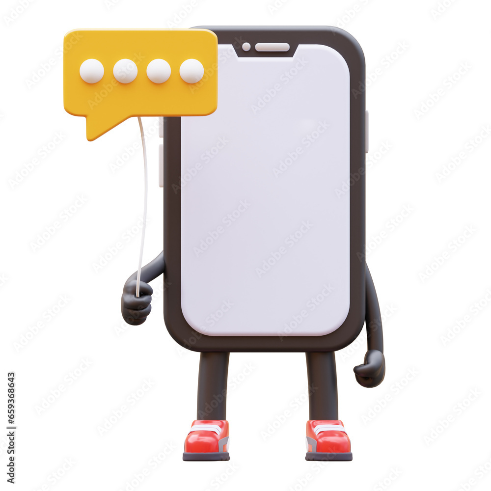 3D Money Coin Character Holding Communication Balloon 3D Money Coin Character Holding Communication Balloon