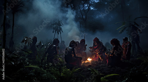 Voodoo Ritual in a Jungle Clearing