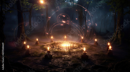 Witch's Ritual Circle in a Clearing