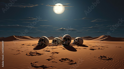 Skulls in a Ghostly Desert