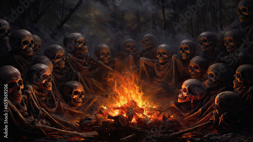 Skulls in the Flames of a Midnight Bonfire