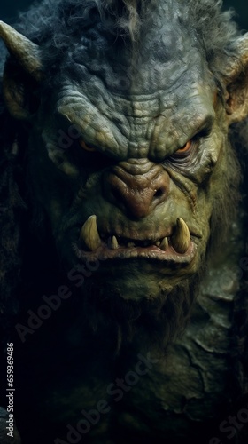 Close-up of a troll's face