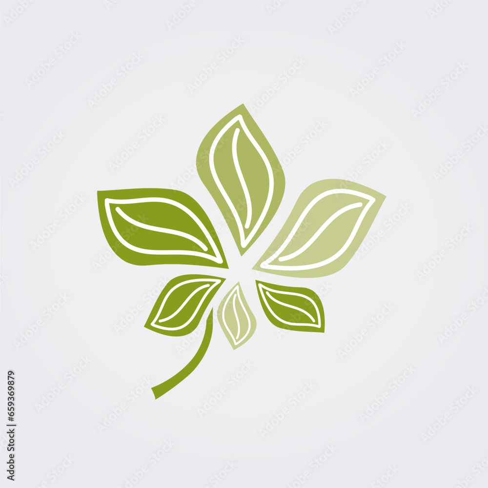Icône Nature, Paysage, Feuillage, Feuilles et Fleur Bloom Design Couleurs vertes pour Logo Design Vert Business Jardinage