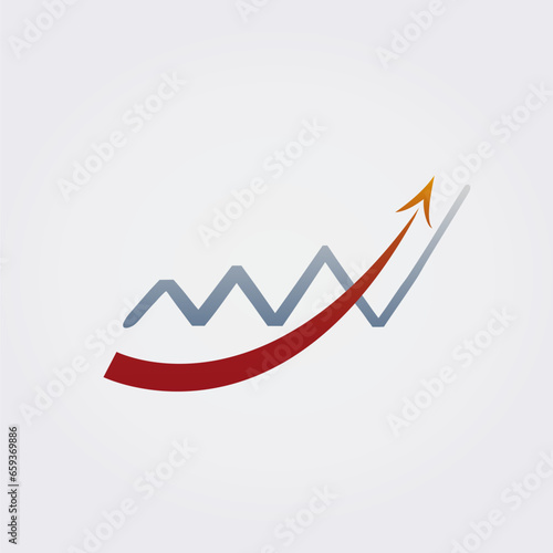 Icône pour la conception de logos Finance Immobilier et Gestion d'actifs Graphique Flèche Trading Commerce Private Equity Banque Vecteur