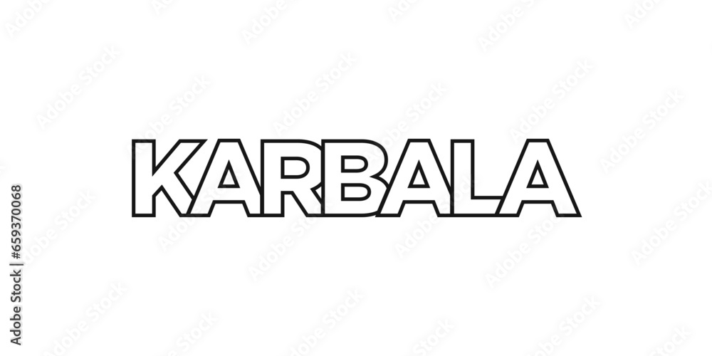 Karbala in the Iraq emblem. The design features a geometric style, vector illustration with bold typography in a modern font. The graphic slogan lettering. Karbala in the Iraq emblem. The design features a geometric style, vector illustration with bold typography in a modern font. The graphic slogan lettering.