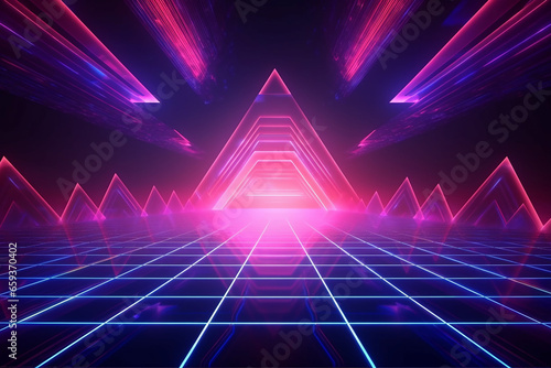 synth wave background with glow neon colors and energy technology theme